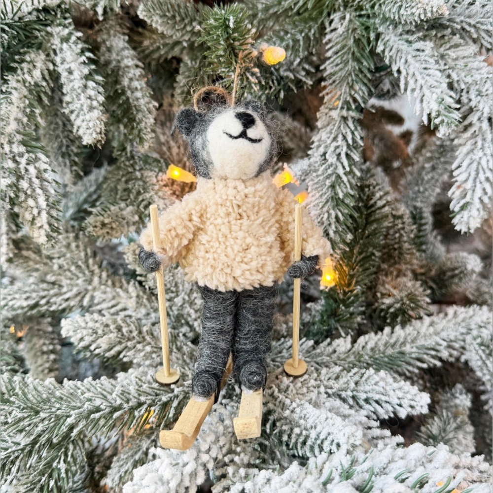 Winter Sports Animal Felted Ornament 🎄